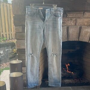 Anthropology Pilcro Slim Boyfriend Blue Distressed Jeans 29